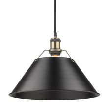 Golden 3306-L AB-BLK - Yep by Golden Lighting Orwell 1-light 14in Pendant in Aged Brass and Matte Black shade